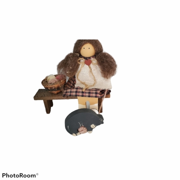 Lizzie High Handmade Wood Doll with Cat 1987 - Picture 1 of 9